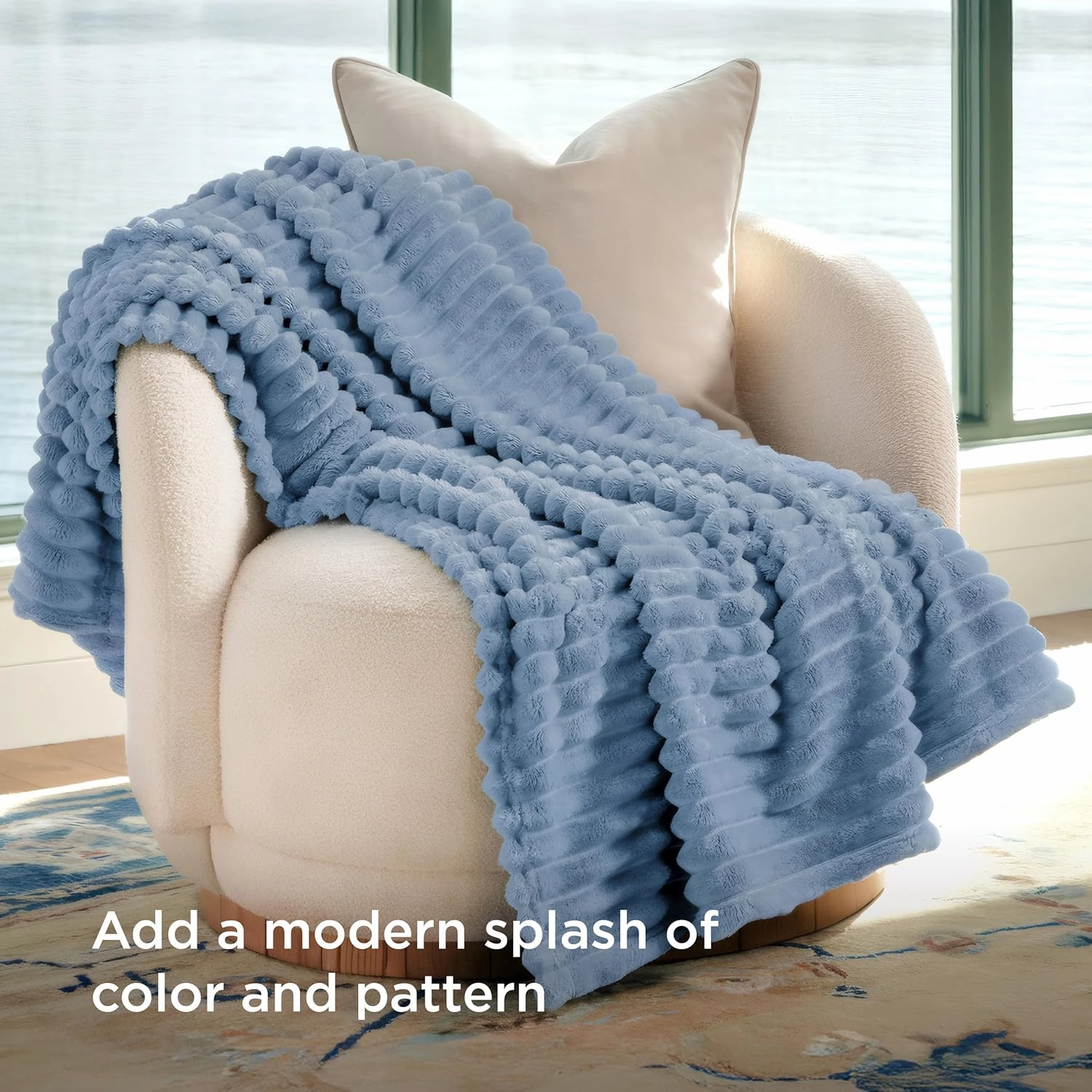 Bedsure Throw Blanket for Couch - GentleSoft Cozy Soft Blankets for Women, Cute Small Throws for Girls, Ashley Blue, 50x70 Inches