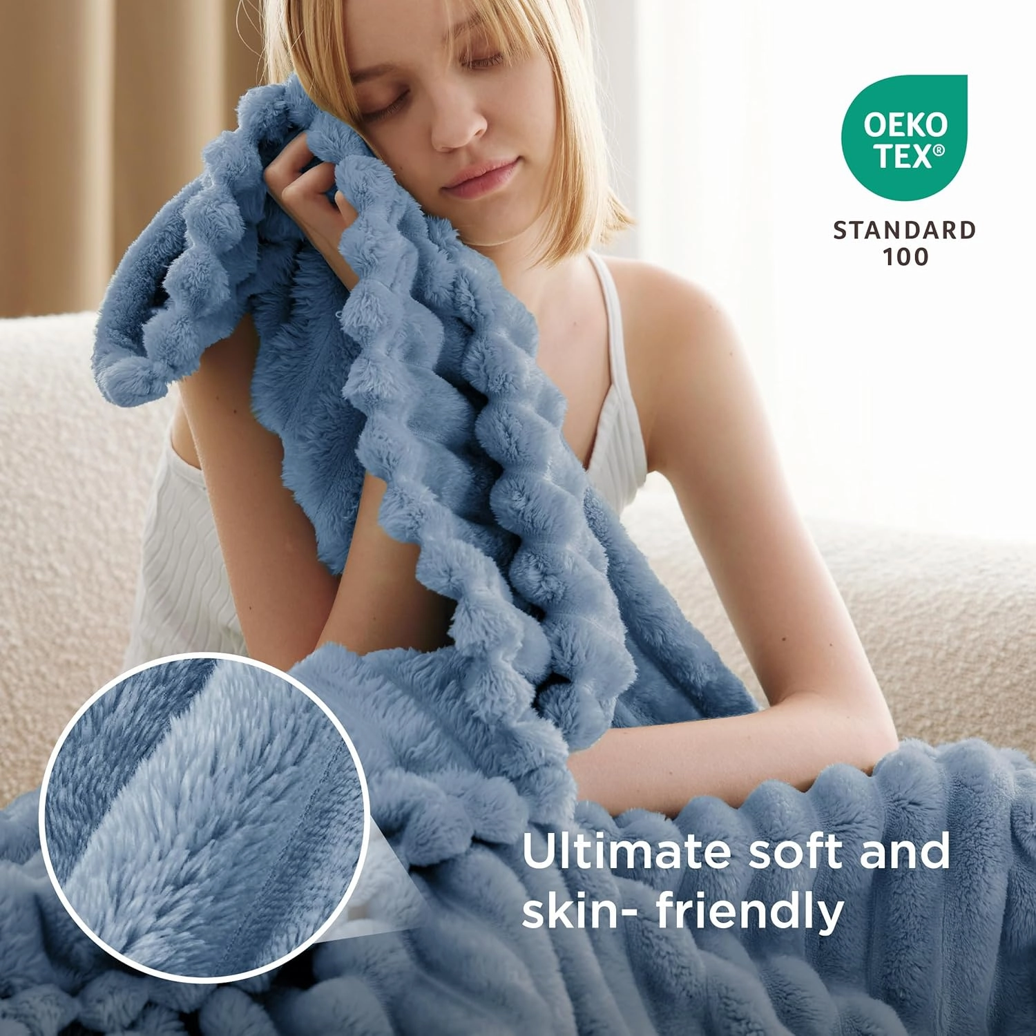 Bedsure Throw Blanket for Couch - GentleSoft Cozy Soft Blankets for Women, Cute Small Throws for Girls, Ashley Blue, 50x70 Inches