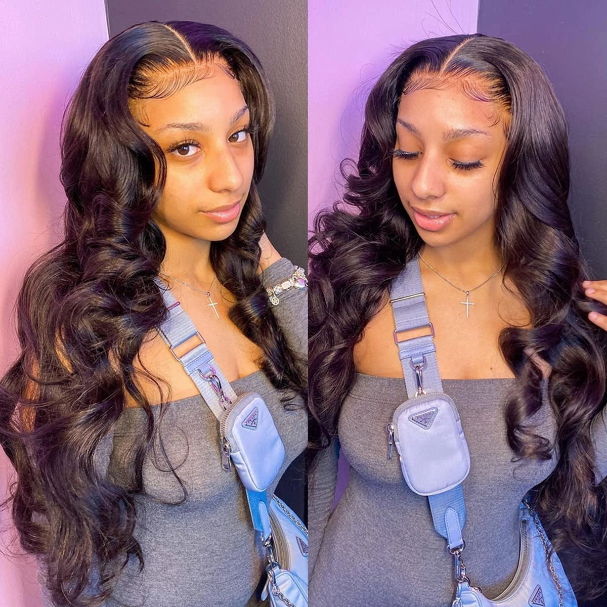 BEEOS 13x4 Full Frontal SKINLIKE Real HD Lace Wig,180% Density Pre-plucked Human Hair Wig Bleached Knots 0.10mm Ultra-thin Invisible HD Lace Wig 18 Inch
