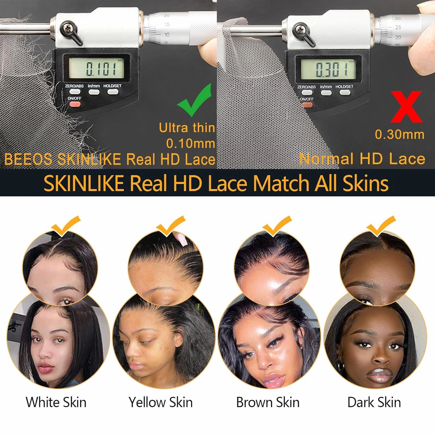 BEEOS SKINLIKE Real HD Lace Frontal Wigs, 13x4 Full Frontal Curly 250% Density Pre-Plucked Bleached Knots Invisible HD Lace Wig Natural Color Human Hair Wig 20 Inch