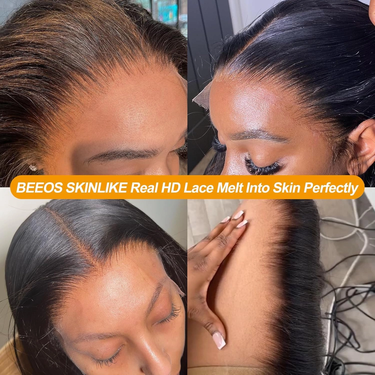 BEEOS SKINLIKE Real HD Lace Frontal Wigs, 13x4 Full Frontal Curly 250% Density Pre-Plucked Bleached Knots Invisible HD Lace Wig Natural Color Human Hair Wig 20 Inch