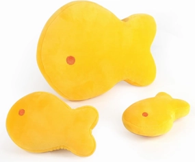 BenBen Goldfish Plush Toys, Set of 3, Goldfish Cracker Plushies, 11.5”, 7” and 6” Cute Gold Fish Stuffed Animal, Kawaii Food Plush, Fun Decorative Pillows for Room Décor