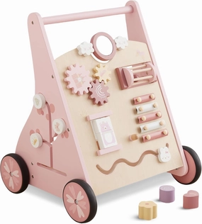 Beright Wooden Baby Walker Push and Pull Learning Activity Walker Kids’ Activity Toy Multiple Activities Center Develops Motor Skills & Stimulates Creativity(Pink)