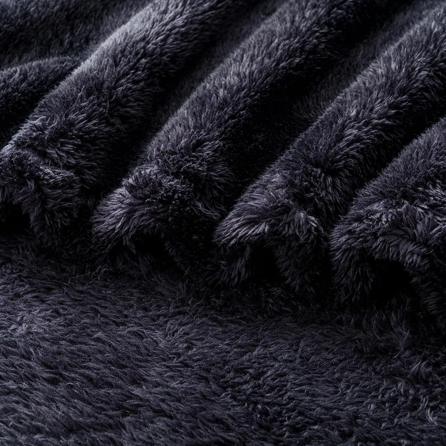 Berkshire Blanket Classic Extra-Fluffy™ Plush Blanket, Twin Size Bed Blanket, Soft Fuzzy Fluffy Long Hair Blanket for Couch Sofa Bed, Black, 60x92 Inches
