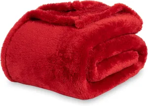 Berkshire Blanket Classic Extra-Fluffy™ Plush Blanket, Twin Size Bed Blanket, Soft Fuzzy Fluffy Long Hair Blanket for Couch Sofa Bed, Chili, 60x92 Inches