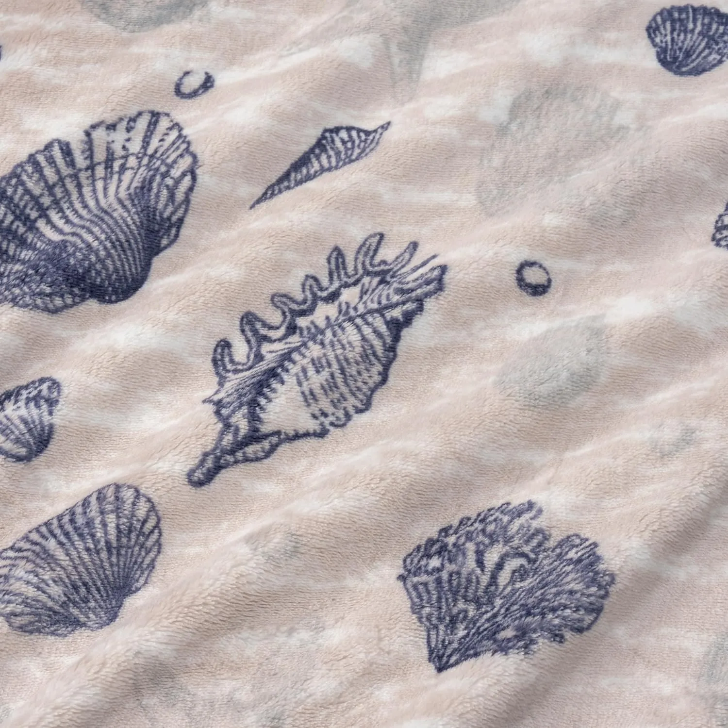 Berkshire Blanket-Classic Heavyweight Soft Printed VelvetLoft® Plush Throw Blanket, Cozy and Fuzzy, Classic Shells Navy, 50in x 70in