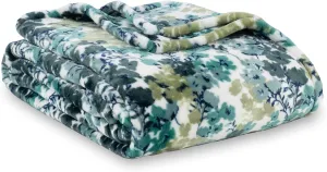 Berkshire Blanket-Classic Heavyweight Soft Printed VelvetLoft® Plush Throw Blanket, Cozy and Fuzzy, Floral Green, 50in x 70in
