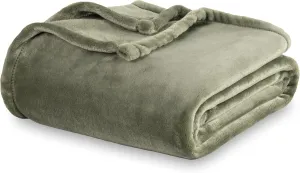 Berkshire Blanket Classic Velvetloft® Solid Blanket, Queen Size Bed Blanket, Lightweight Cozy Flannel Plush Blanket for Bed and Couch, Dark Sage, 90×90 Inches