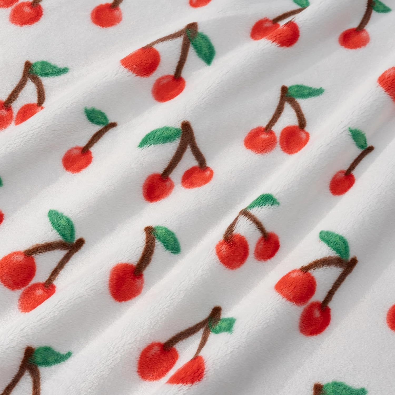 Berkshire Blanket-Classic Heavyweight Soft Printed VelvetLoft® Plush Throw Blanket, Cozy and Fuzzy, Cherries Toss White, 50in x 70in