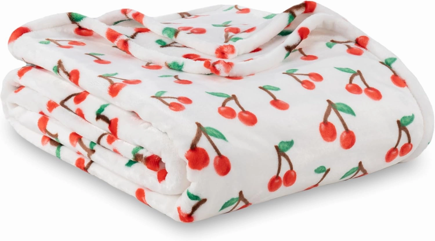 Berkshire Blanket-Classic Heavyweight Soft Printed VelvetLoft® Plush Throw Blanket, Cozy and Fuzzy, Cherries Toss White, 50in x 70in