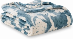 Berkshire Blanket-Classic Heavyweight Soft Printed VelvetLoft® Plush Throw Blanket, Cozy and Fuzzy, Floral Blue, 50in x 70in