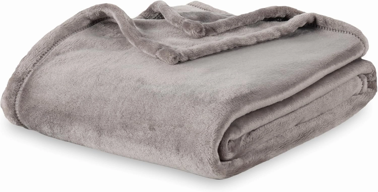 Berkshire Blanket Classic VelvetLoft® Solid Throw Blanket,Lightweight Soft Fuzzy Plush Throw Blanket for Bed and Couch,Charcoal Gray,50x60 Inches