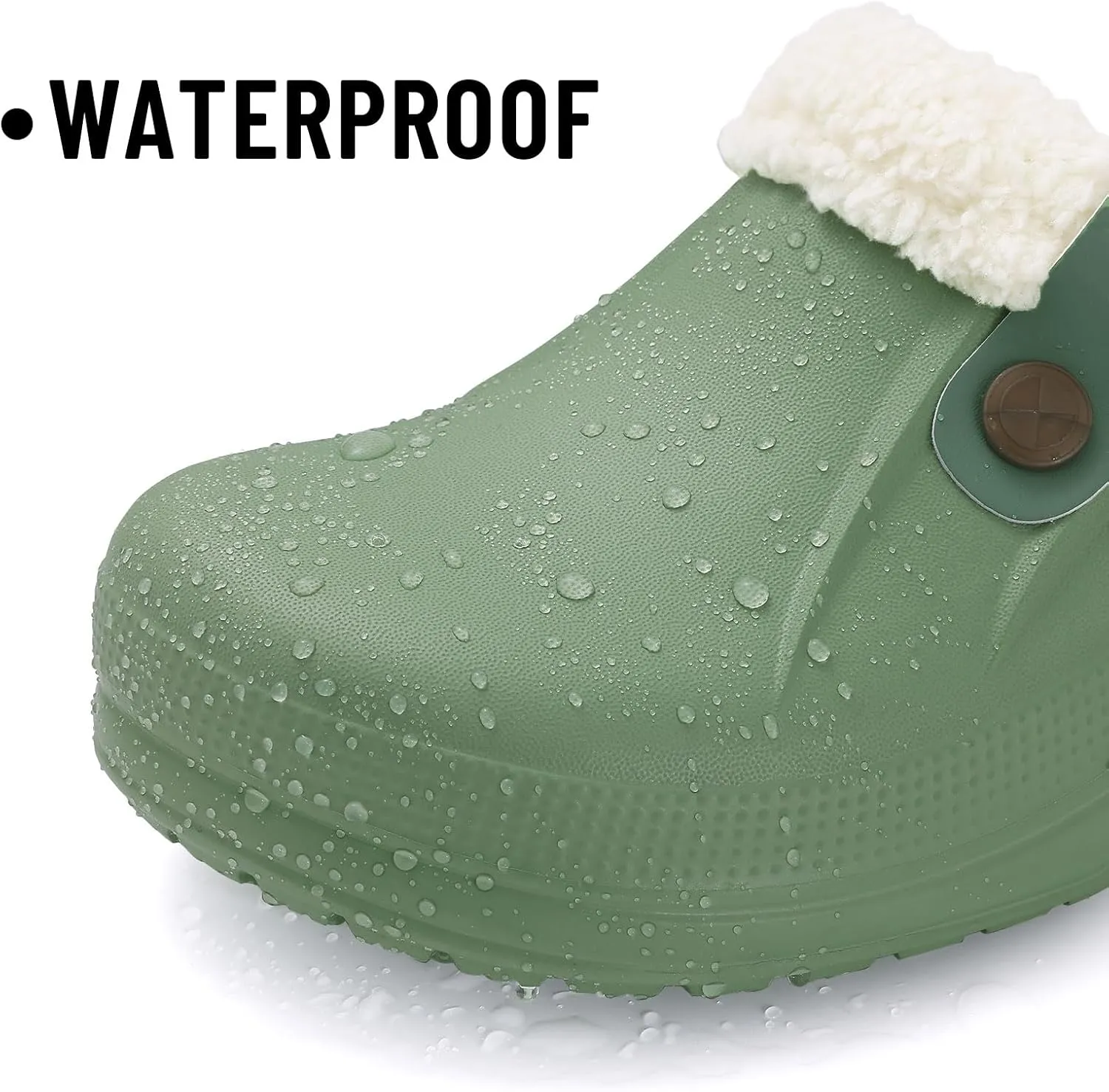 Beslip Classic Fur Lined Clogs Waterproof Winter Fuzzy Slippers for Women Men Indoor and Outdoor