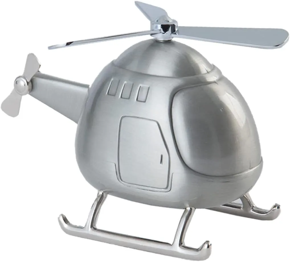 BESPORTBLE Helicopter Coin Bank Mini Piggy Bank for Cute Coin Saving Box Desktop Ornament Present for Silver Helicopter Craft for Home Office Decor