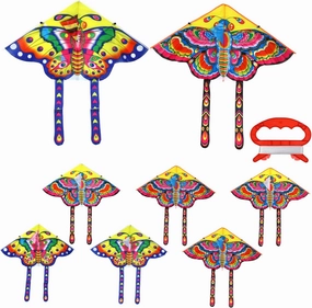 BESPORTBLE 90cm Triangle Butterfly Kite Set Rainproof Easy to Outdoor Toy 30m Rope Random Style