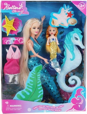 BETTINA Mermaids Princess Doll with Small Mermaid Doll & Seahorse Play Set | Mermaid Gifts for Girls|Mermaid Toys for 3 to 7 Year Olds