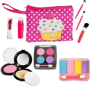 Beverly Hills Pretend Makeup Toy Set, My First Princess Cosmetic Beauty Set for Little Girls, Kids Pretend Play, Dress Up with Stylish Polka Dotted Make Up Bag