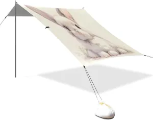 Big Bunny Antique White Beach Cabana Tent UPF50 Lightweight Sun Shelter with Sandbags and Shovel for Backyard and Camping