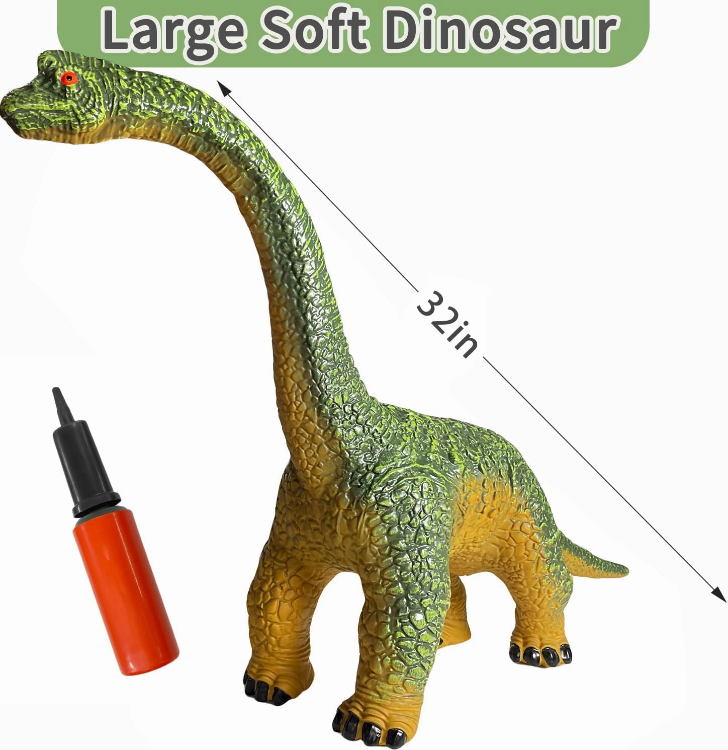 Big Brachiosaurus 32 inch, Dinosaur Toys for Kids 3-5, Large Inflatable Dinosaur Toys for Kids Toddler Dinosaur Party Favors, Birthday Gifts for Boys Girls (Green)