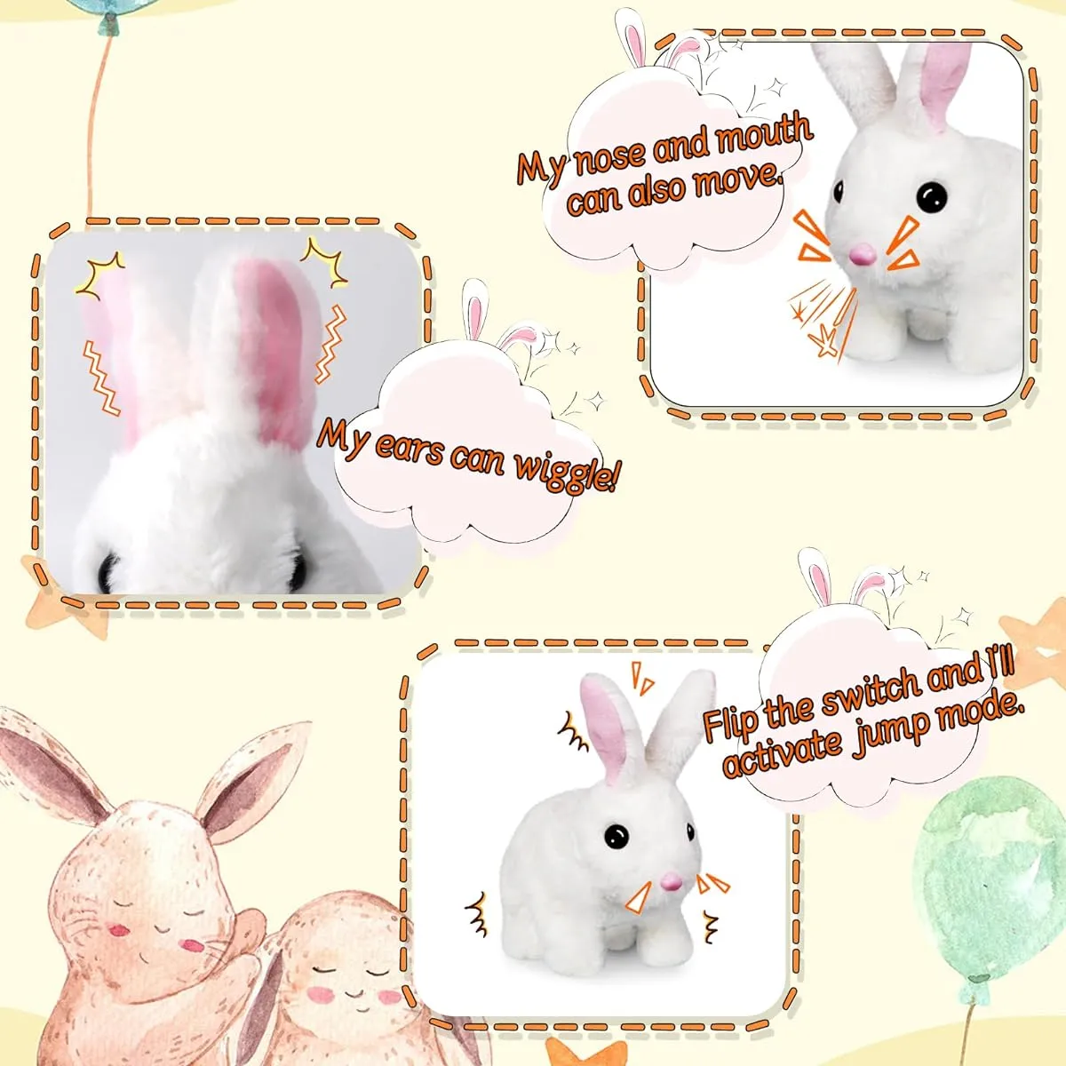 Bilinott Kids Bunny Toy Realistic Rabbit Toy with Jumping Action