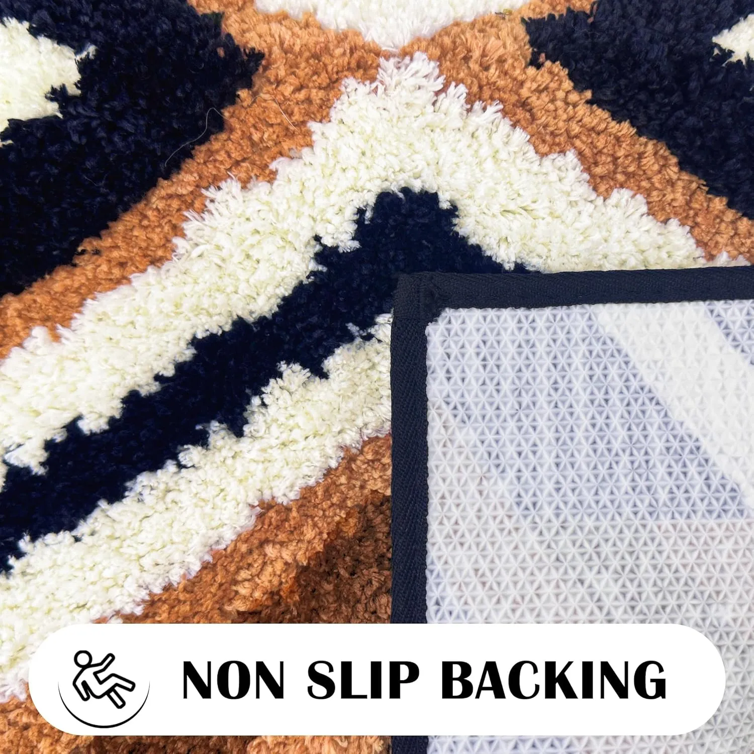 Black Boho Small Bathroom Rugs Non Slip Washable Western Aztec Bath Mats Rugs for Bathroom Floor Fluffy Plush Soft Absorbent Farmhouse Carpet for Shower, 24x36 inch, Brown