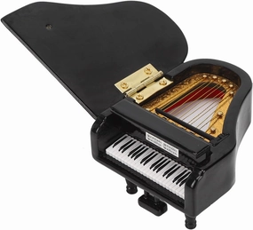 Black Grand Piano Model Miniature Basswood Music Instrument Ornament Dolls House Living Room Furniture and Accessories Set
