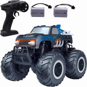 Blomiky 2.4GHZ 1:16 Scale Waterproof All Terrain Drving Monster SUV 360° Rotating Pick-up Remote Control Trucks for Land Water Snow C86R Blue