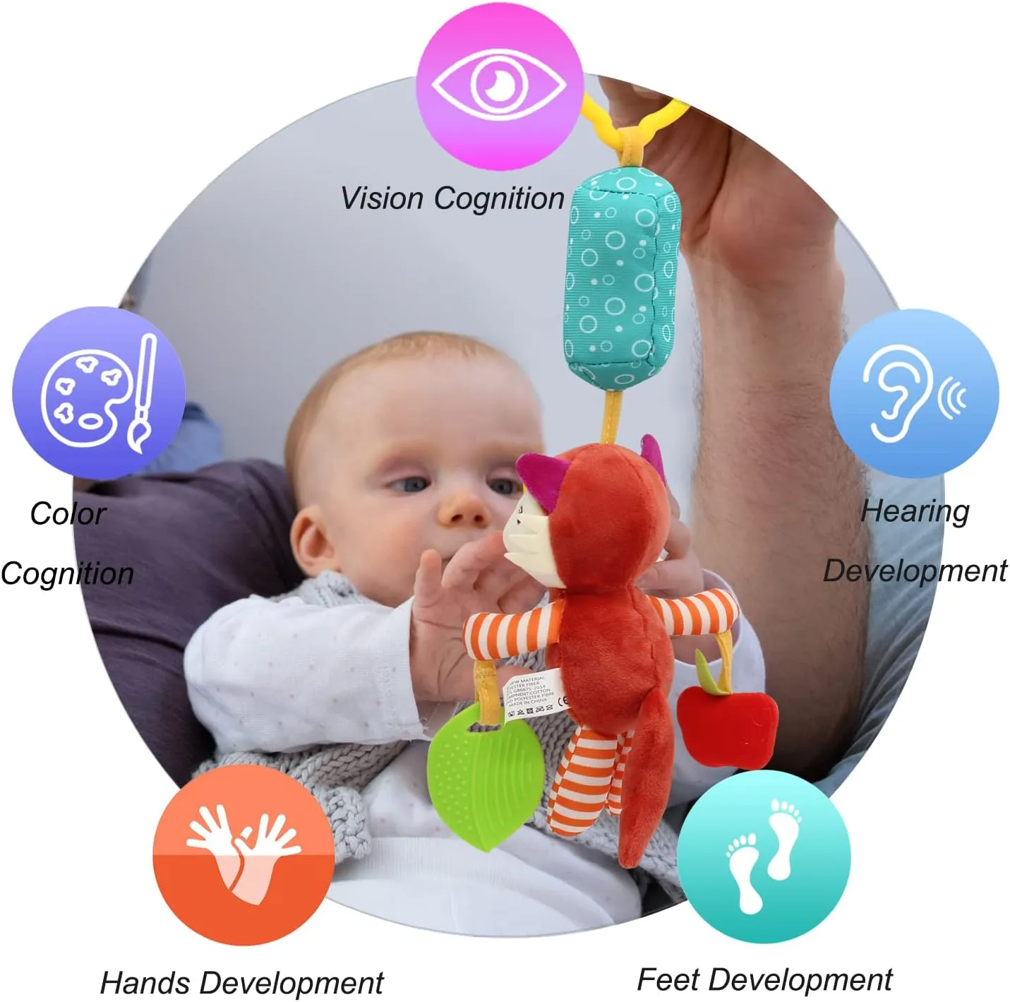 BLOOBLOOMAX Sock rattles for Babies 0-24 Months Baby Animal Foot Finder Educational Toys
