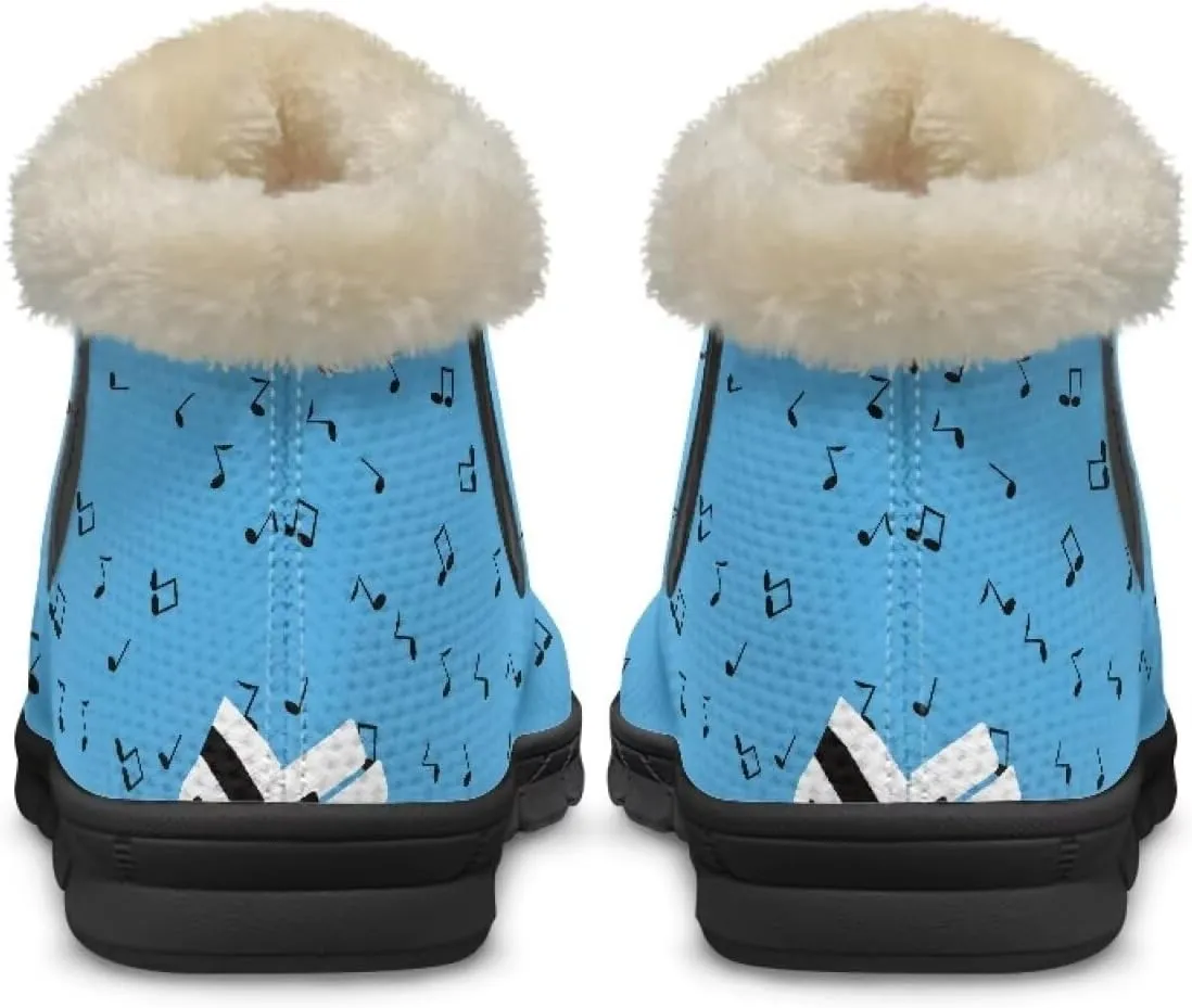 Blue Snow Boots for Women Fuzzy Ankle Booties Hiking Boots Non Slip Warm Casual Walking Boots