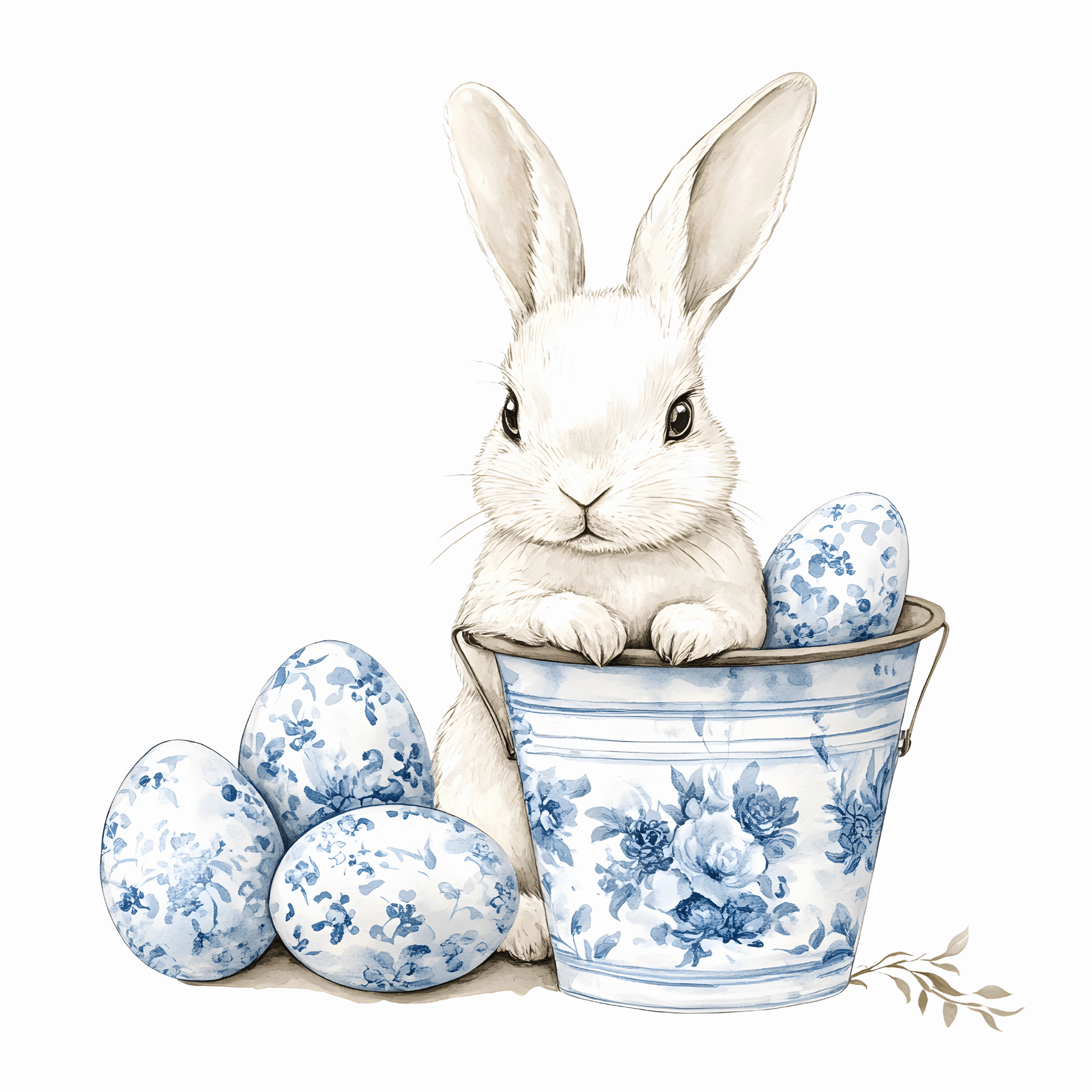 Blue Toile Easter 1 DTF (direct to film) Transfer