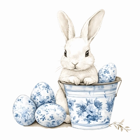 Blue Toile Easter 1 DTF (direct to film) Transfer
