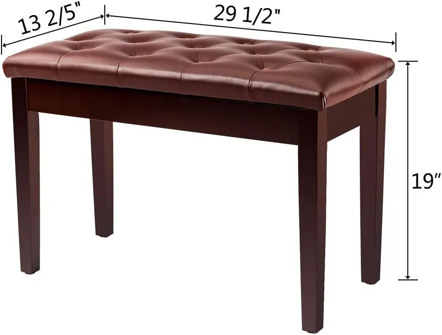 Bonnlo Duet Piano Bench with Music Storage and Padded Cushion Artist Seat