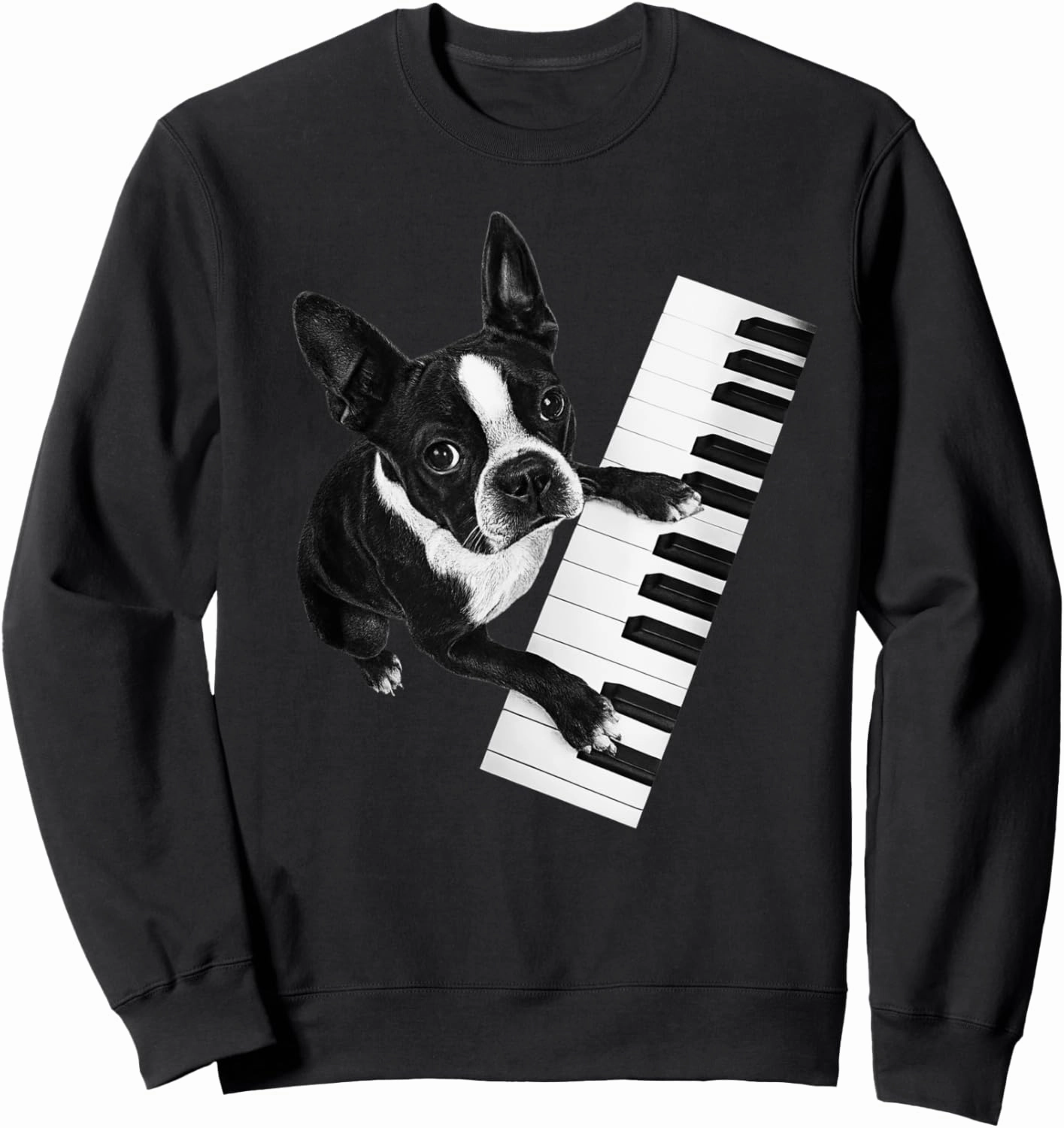 Boston Terrier Playing Piano Pianist Dog Lover Sweatshirt