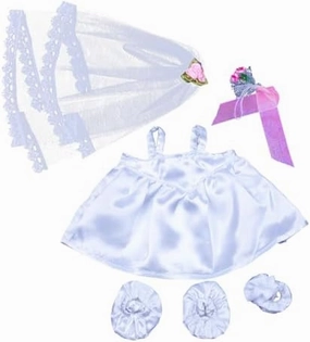 Bride Outfit with Veil & Bouquet for Plush Toy - Fits Most 6"-10" Soft Toys Wedding Dress Costume Teddy Bears, Lovable Gift for Kids