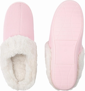 Brookstone Classic Comfort Memory Foam Indoor Slippers - Women's Memory Foam Cozy Slippers - Soft Plush, Non-Slip Sole