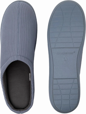 Brookstone Classic Comfort Memory Foam Men's Indoor Slippers - Warm & Comfortable, Soft Plush Lining, Non-Slip Sole