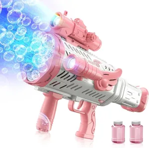 Bubble Gun, Rechargeable Bubble Machine Gun for Kids 3 4 5 6 7 8 9 10 11 12 Year Old, Automatic Rocket Bubble Gun Blaster Shooter with Bubble Solution for Wedding Birthday Party Girl Gifts