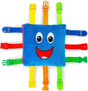 Buckle Toys Boomer Square Travel Essential for Toddlers 1-3, Road Trip Activities for Kids, Toddler Learning Toy, Sensory Toy to Develop Fine Motor Skills and Learn Numbers and Colors, Storage Pocket