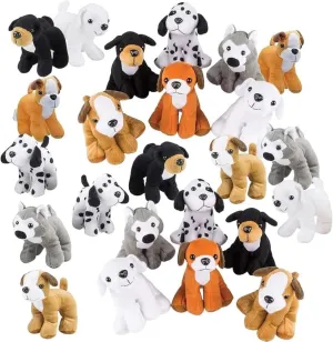 BULK 24 Plush Puppy Dog Stuffed Dog Animal Toys | Variety Pack Made of Soft Plush ● Great as a Party Favor, Gift, or Companion ● Pretend Play for Kids ● Dozen Puppy Assortment (24 Pack)