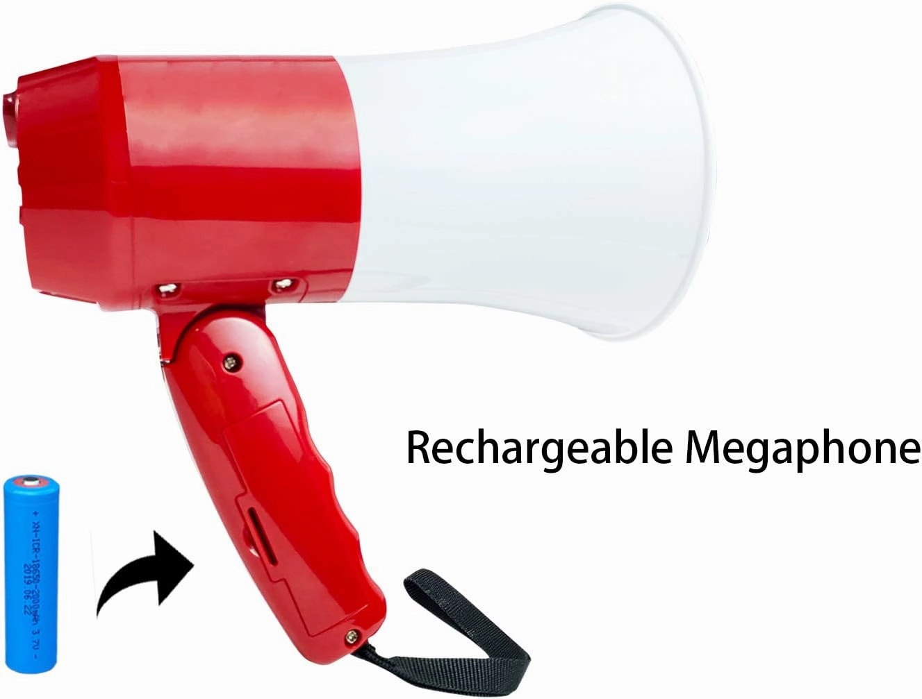 Bullhorn Rechargeable Megaphone Speaker with 240's Recording,Siren,U-Disk Player, 800 Yard Range, Rechargeable Battery