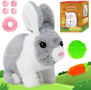 Bunny Toys for Kids, Realistic Rabbit Toys with Jumping Action, Wiggling Ears, Twitching Mouth and Nose, Ideal Stuffed Rabbit Gift for 3  Kids for Easter, Birthdays, Halloween, and Christmas