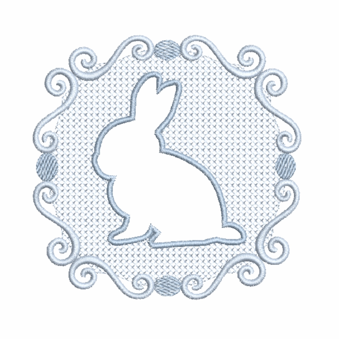 Bunny In Cross Stitch Frame Machine Embroidery Design
