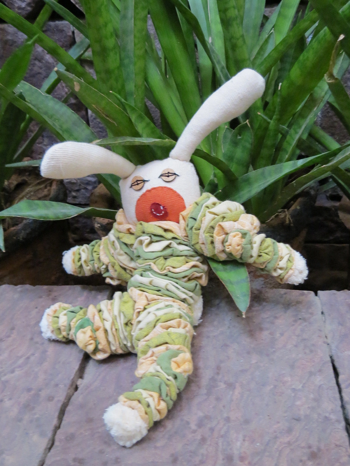 Bunny Rabit Soft Toy Cream And Green
