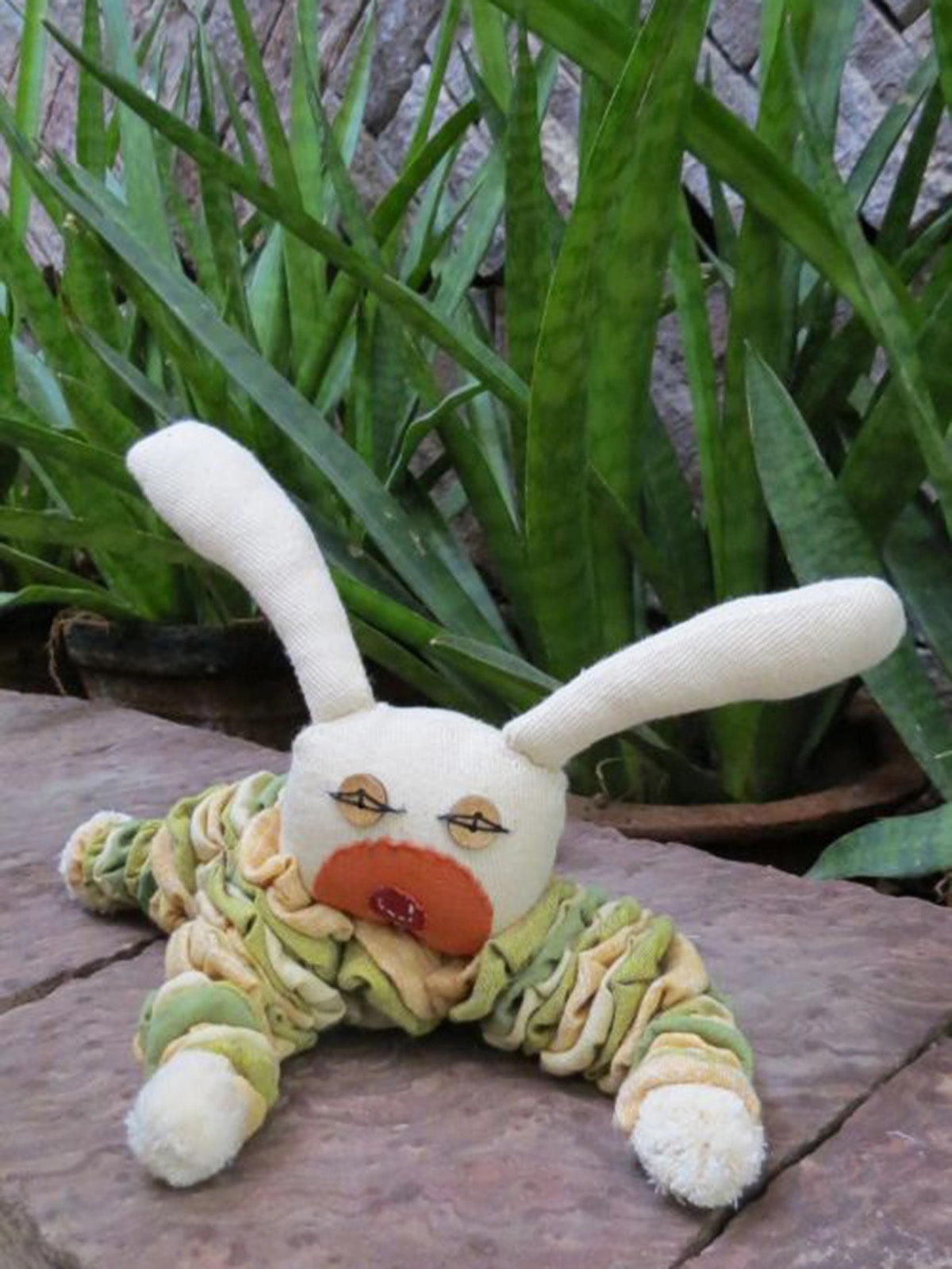 Bunny Rabit Soft Toy Cream And Green