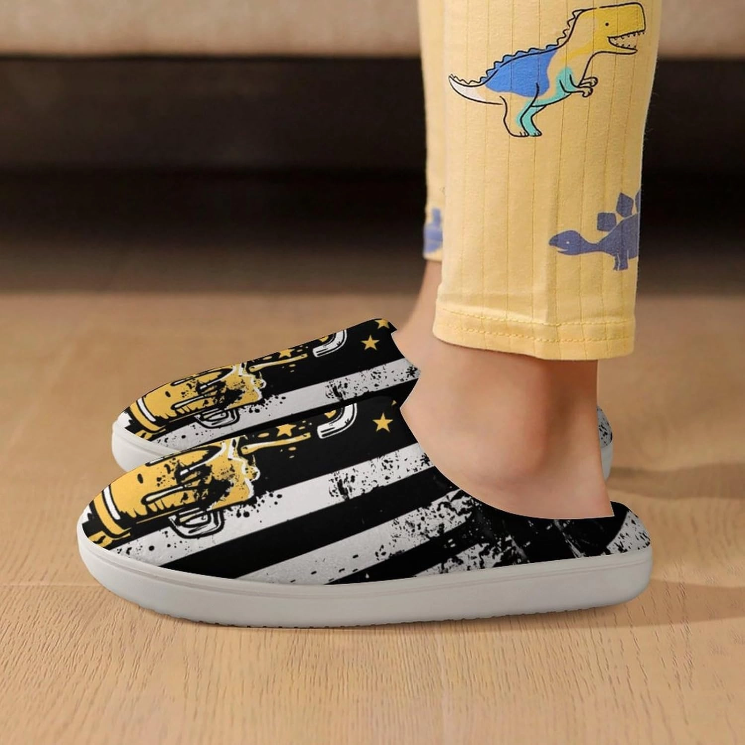 Burning Flame Fire Funny Cotton Slippers Lightweight Memory Foam Anti-Skid Sole Indoor House Shoes