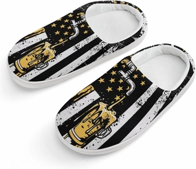 Burning Flame Fire Funny Cotton Slippers Lightweight Memory Foam Anti-Skid Sole Indoor House Shoes