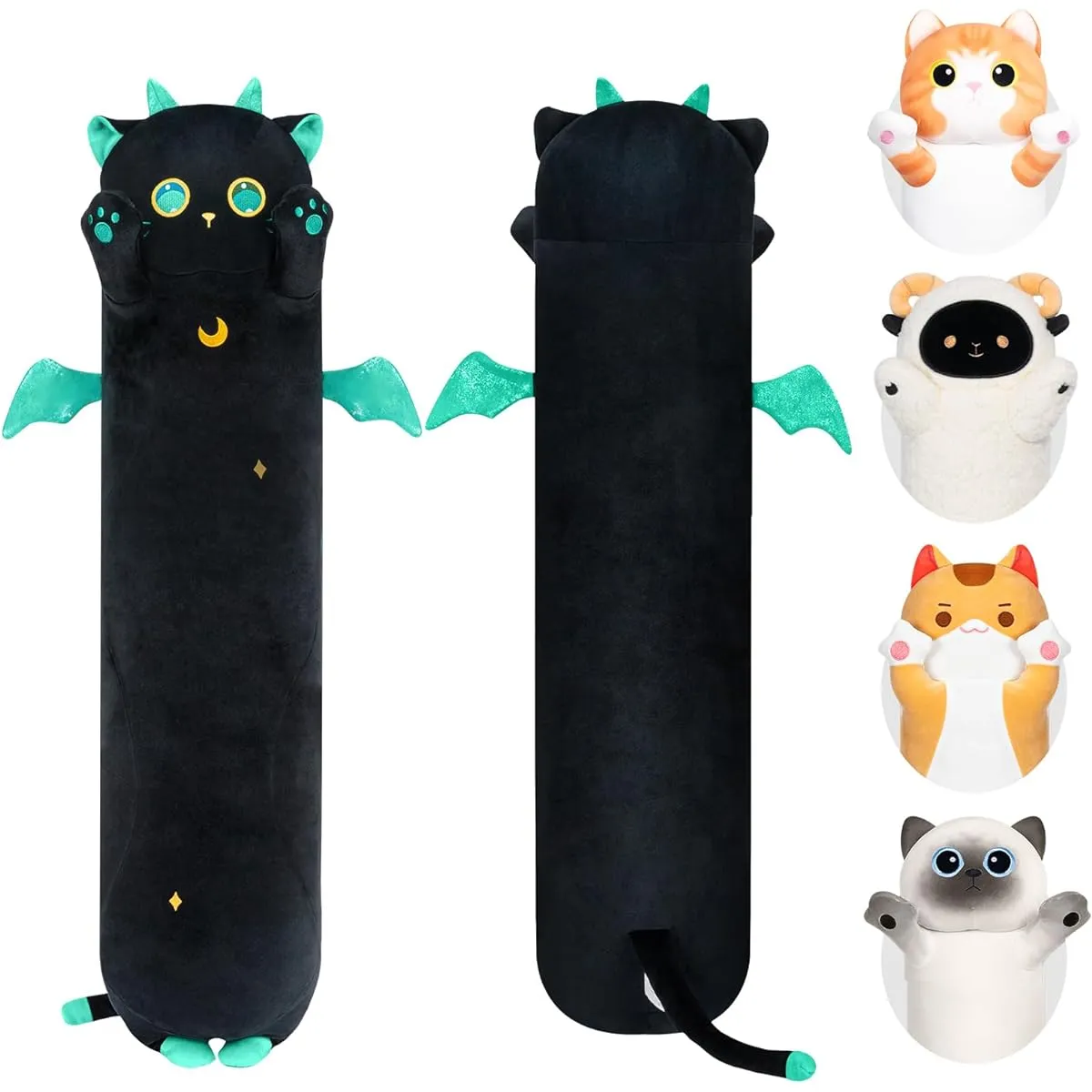 Caaaat Long Cat Stuffed Animal Cute Black Cat Plush Soft Stuffed Animal Kitten Cute Kids Plush Sleep Throw Pillow Doll Plush Toy for Girls (36 Inch)