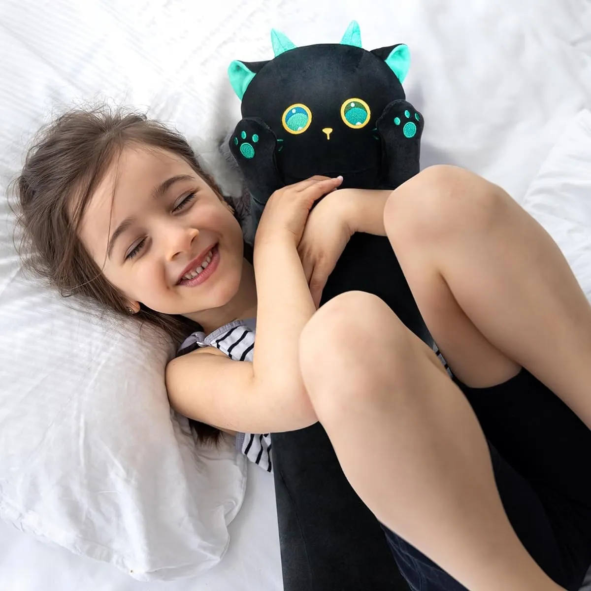 Caaaat Long Cat Stuffed Animal Cute Black Cat Plush Soft Stuffed Animal Kitten Cute Kids Plush Sleep Throw Pillow Doll Plush Toy for Girls (36 Inch)