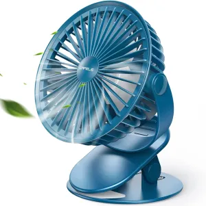 CAFELE Stroller Clip on Fan, [Ultra Quiet] Rechargeable Battery Operated, Strong Airflow, 4 Speeds Max 24Hrs 6-inch Small Portable Fan for Bed Desk Car Seat Blue