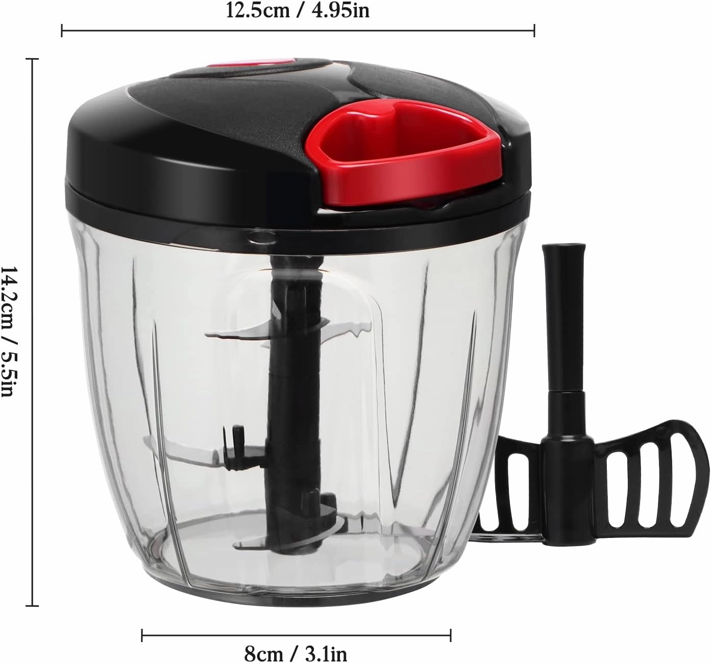 Cambom Manual Food Chopper Vegetable Cutter, Hand String Vegetable Chopper Onions Cutter for Vegetable Fruits Nuts BPA Free Food Safe Material, 900ml Black